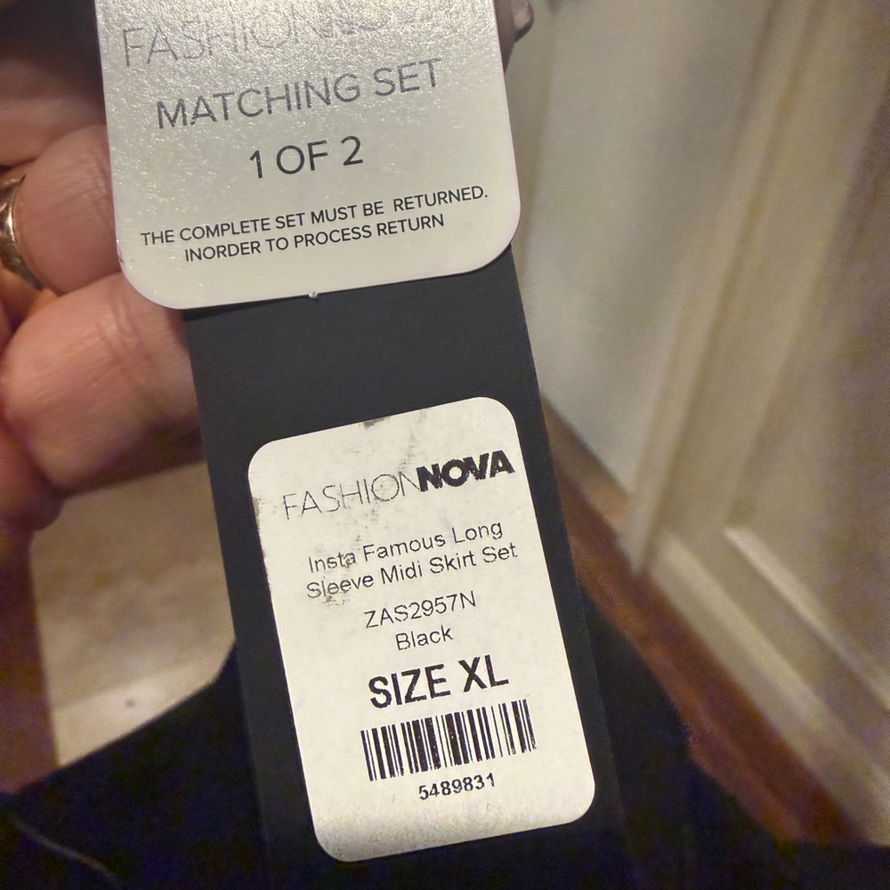 Fashion Nova Black Long Sleeve Midi Skirt Set - Picture 4 of 5